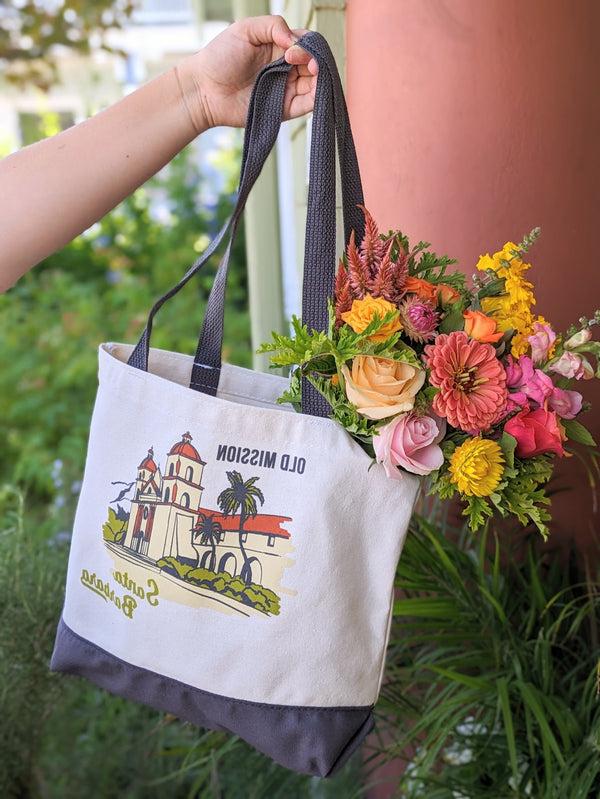 Two Tone Santa Barbara Mission Canvas Tote