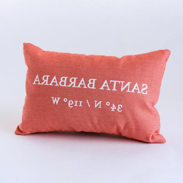 Coral Santa Barbara Latitude / Longitude Pillow